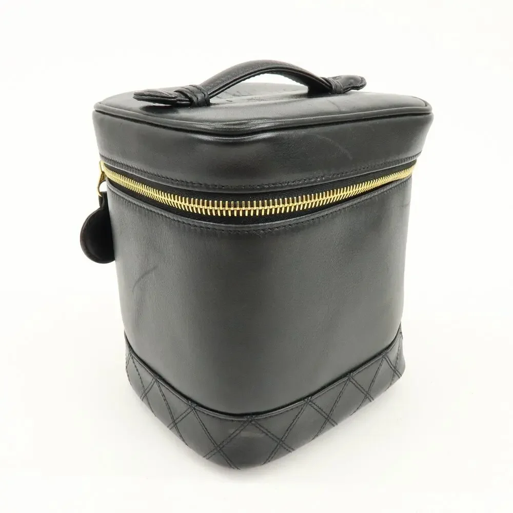 Chanel Vanity Case Lambskin Cosmetic Pouch Black